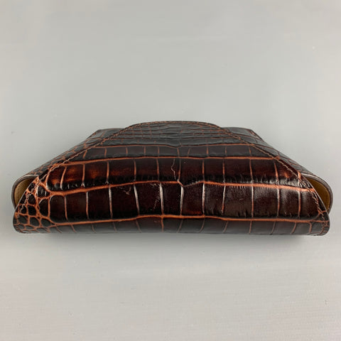 SMYTHSON OF BOND ST. Brown Embossed Leather Glasses Case