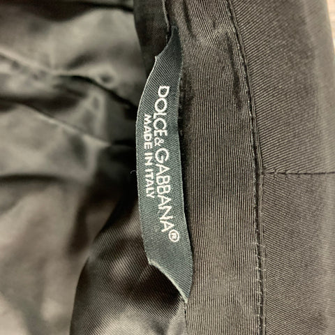 DOLCE &amp; GABBANA Talla 42 Abrigo deportivo regular con cuello chal de seda y poliéster con lentejuelas plateadas y negras
