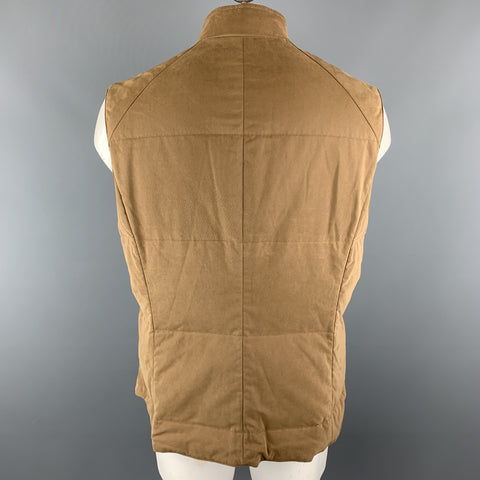 BRUNELLO CUCINELLI Size XXL Brown Quilted Cotton High Collar Zip Up Vest