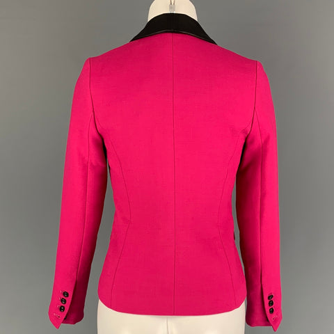 MILLY Chaqueta de lana de poliéster negra fucsia talla 0 Blazer