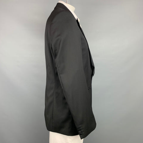 HUGO BOSS Talla 44 Abrigo deportivo regular con solapa de pico de lana negra