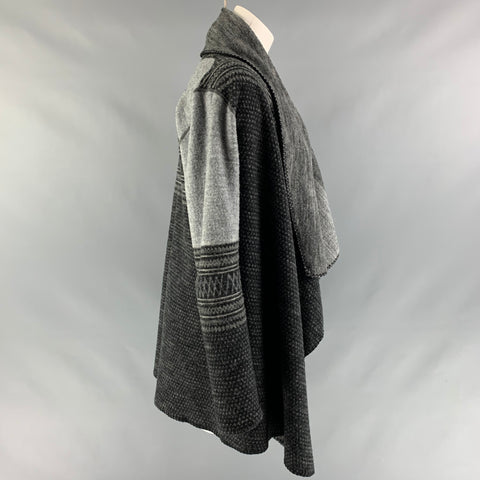 WE NORWEGIANS Cárdigan de lana merino gris y negro talla S
