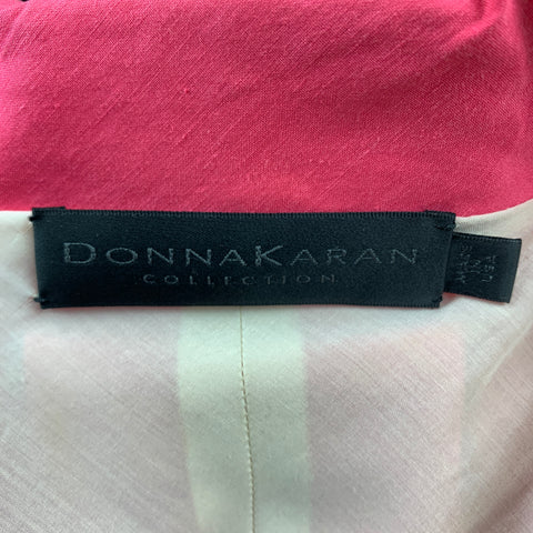 DONNA KARAN Taille 10 Blazer à revers cranté en mélange de lin rose