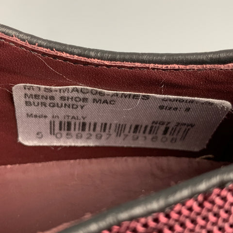 PAUL SMITH Size 9 Burgundy Textured Fabric Green Trim Lace Up Shoes