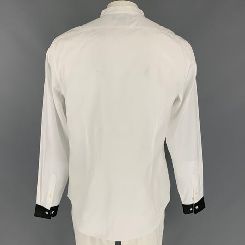 JOHN VARVATOS Size XL White & Black Cotton Tuxedo Long Sleeve Shirt