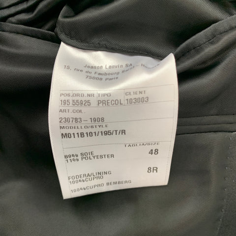LANVIN Size 38 Regular Black Textured Silk / Polyester Peak Lapel Sport Coat