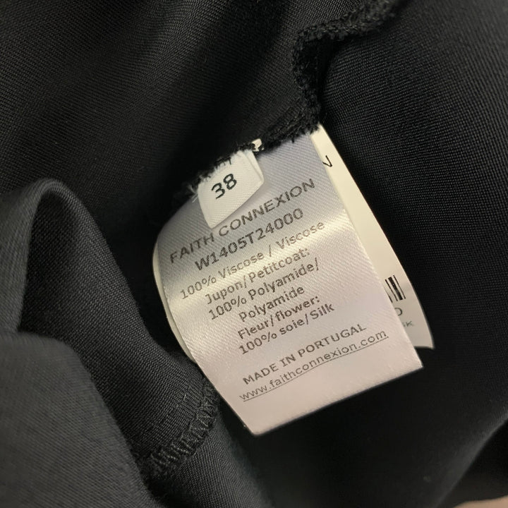 FAITH CONNEXION Size 6 Black Viscose Stars Long Skirt