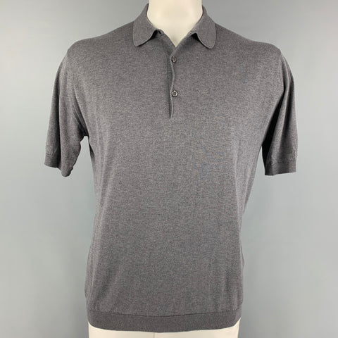 JOHN SMEDLEY Size XL Gray Cotton Buttoned Polo