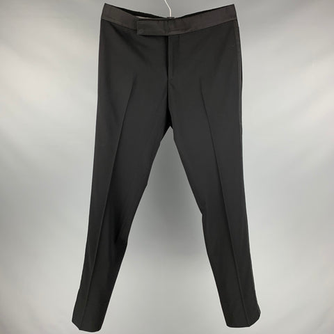 GIORGIO ARMANI Taille 34 Pantalon de smoking en laine unie noire
