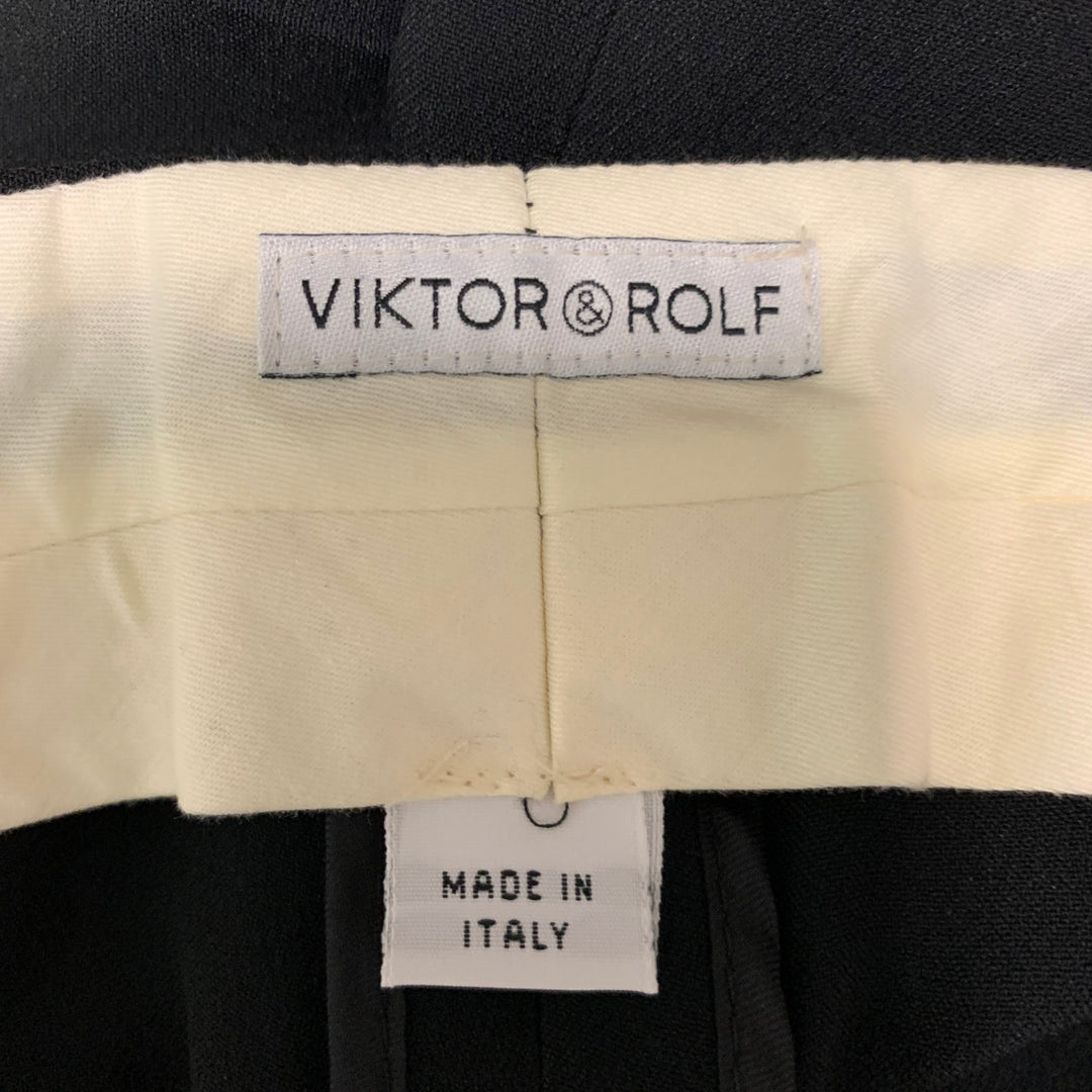 VIKTOR & ROLF Size 4 Black Rayon Acetate Tuxedo Pants Suit