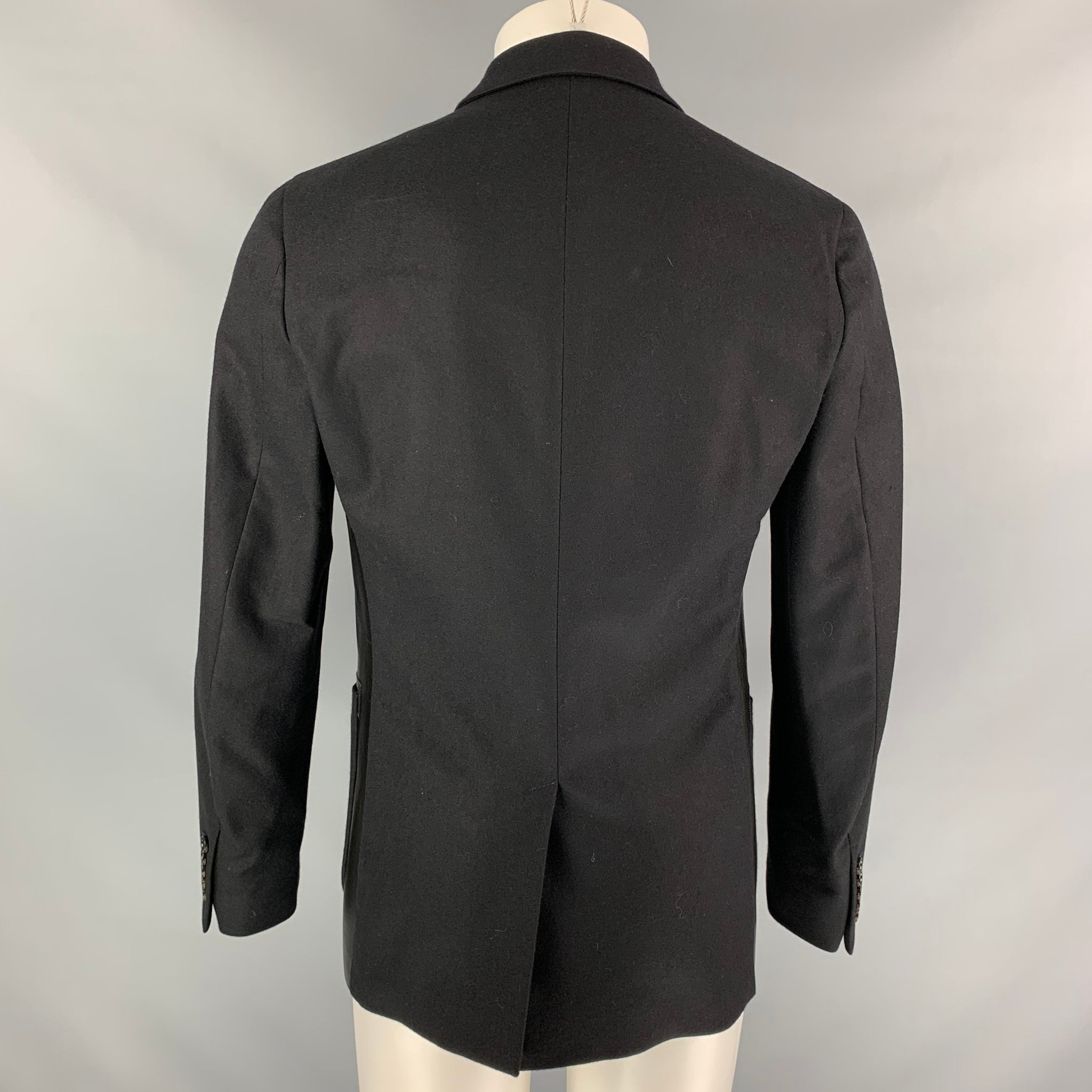 GUCCI by Tom Ford Size 38 Black Wool Leather Detail Jacket – Sui