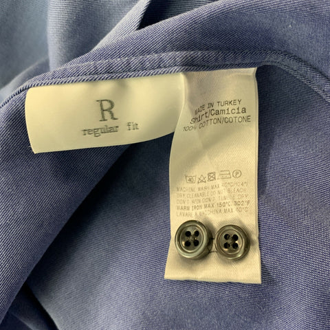 ERMANNO SCERVINO Size L Blue Solid Cotton Button Down Long Sleeve Shirt