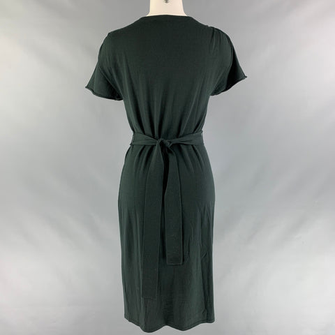 TSE Size S Dark Green Wool Solid Short Sleeve Dress