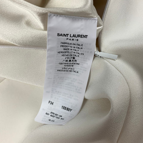 SAINT LAURENT Vestido de cóctel con corte sin tirantes y viscosa blanca talla 2