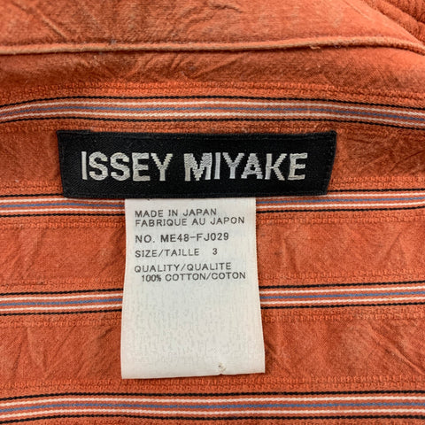 ISSEY MIYAKE Size L Brick Stripe Cotton Long Sleeve Shirt