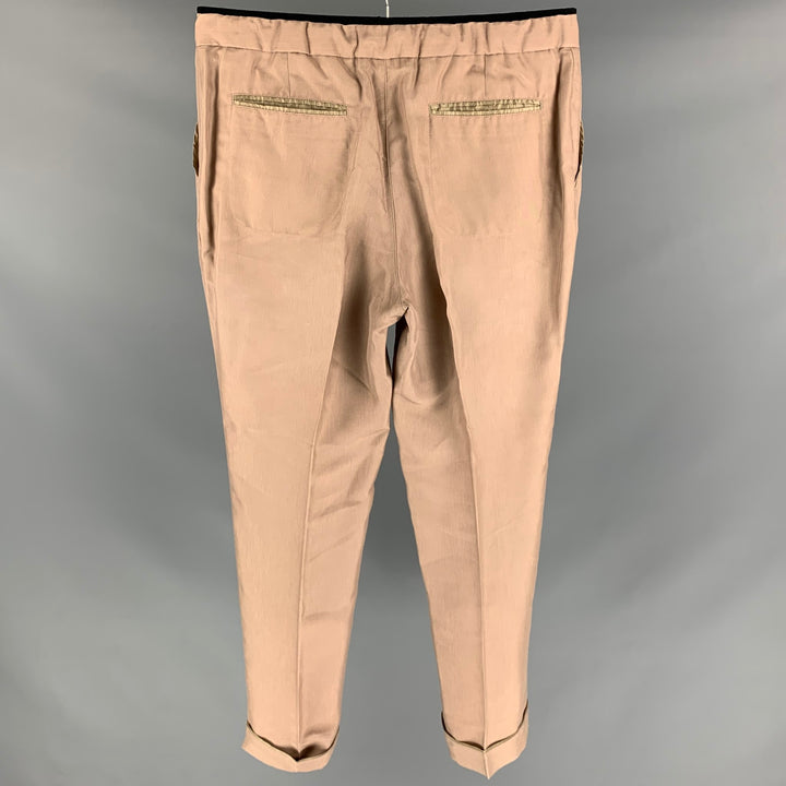 VALENTINO Taille 32 Pantalon habillé en soie beige avec ceinture élastique
