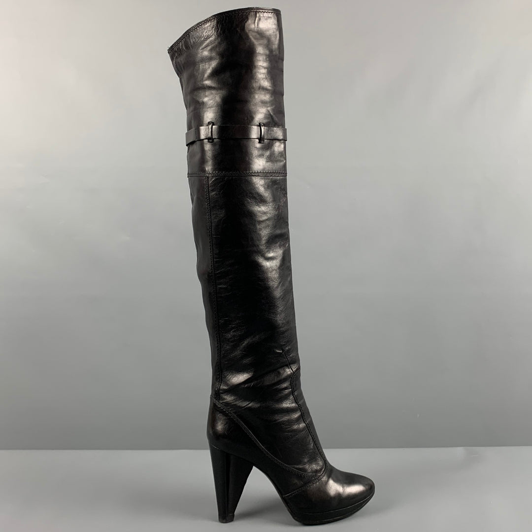 CoSTUME NATIONAL Size 6 Black Leather Pull On Boots