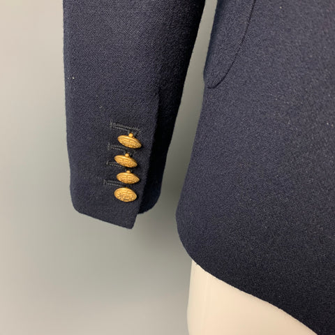 BAND OF OUTSIDERS Size 1 Navy Twill Virgin Wool Double Breasted Blazer