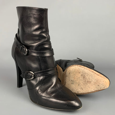 JIMMY CHOO Talla 8.5 Botines de cuero negro