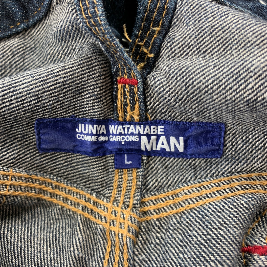 JUNYA WATANABE Size L Indigo Contrast Stitch Denim Button Fly Jeans