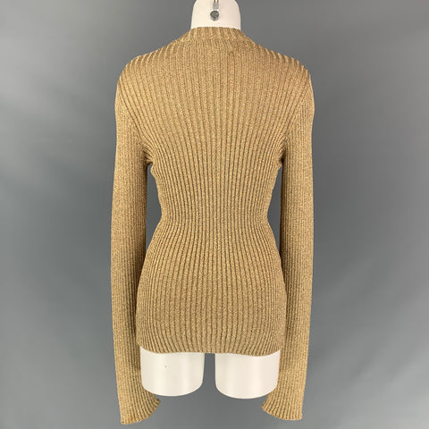 MOSCHINO COUTURE Size S Gold Knitted Metallic Cardigan