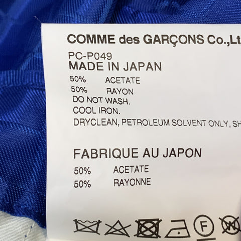 COMME des GARCONS HOMME PLUS Size S Royal Blue Window Pane Drawstring Casual Pants