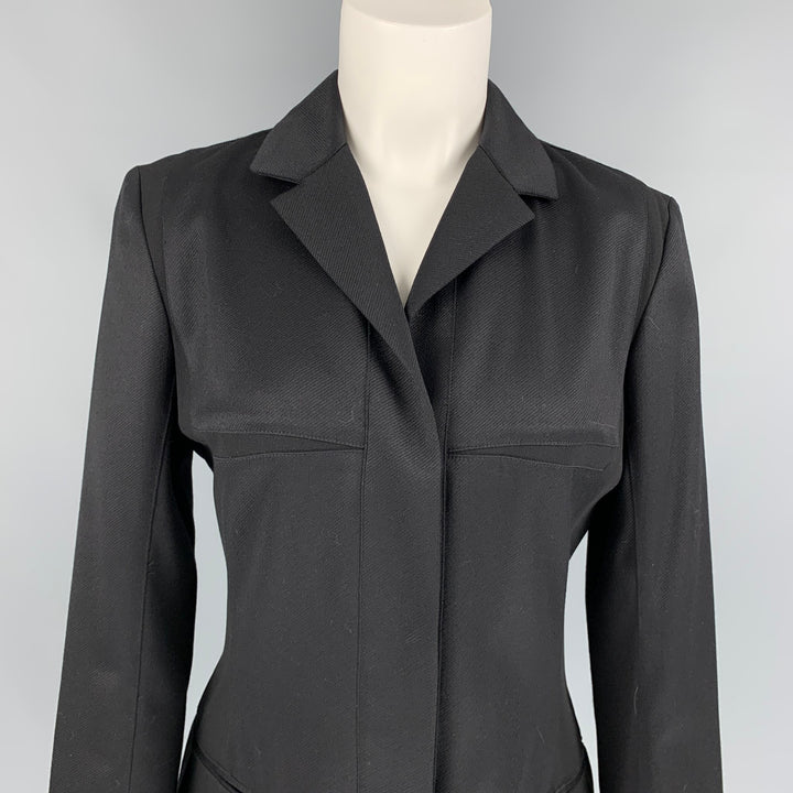 NARCISO RODRIGUEZ Size 6 Black Textured Virgin Wool / Silk Jacket