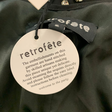 RETROFETE Taille S Robe droite perlée en polyester noir