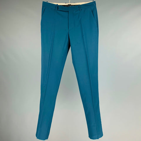MAISON MARGIELA Size 32 Teal Wool Distressed Dress Pants