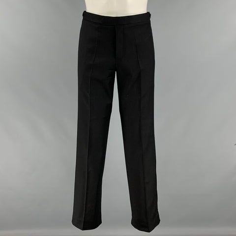 VINTAGE Taille 30 Pantalon de robe de smoking noir