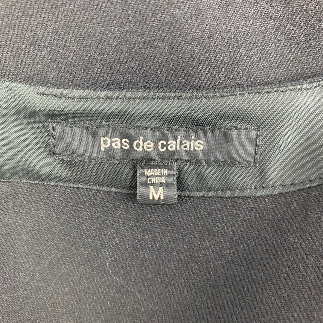 PAS de CALAIS Taille M Bleu Foncé Noir Rayonne Soie Applique Robe Sans Manches