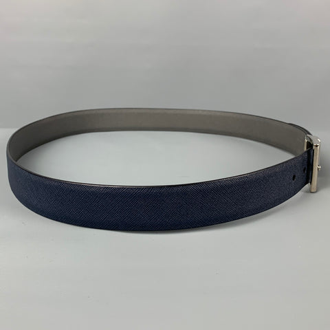 PRADA Size 40 Navy Taiga Leather Belt