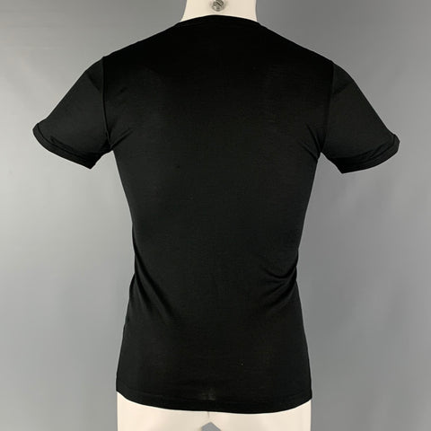 PRADA Size M Black Ribbed Henley T-shirt