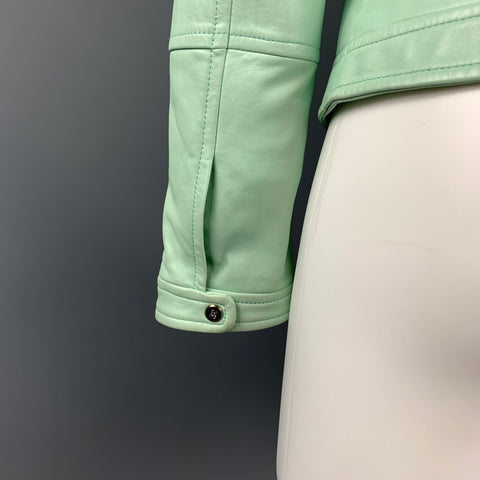 Veste de moto zippée en cuir menthe ESCADA taille 4