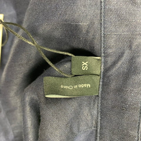 THEORY Size XS Navy Linen Blend Long Sleeve Shirt