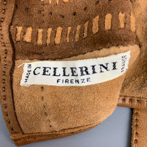 CELLERINI Brown Woven Suede & Leather Gloves