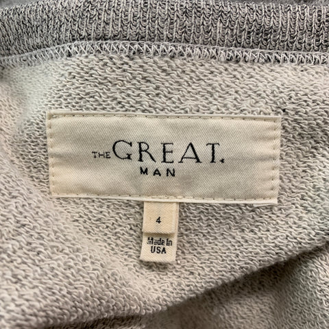 THE GREAT Size XL Grey White Splattered Cotton Polyester Crew-Neck Sweatshirt