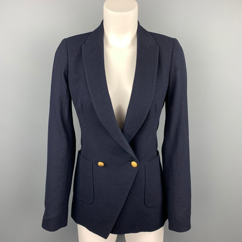 BAND OF OUTSIDERS Blazer croisé en laine vierge sergé bleu marine taille 1