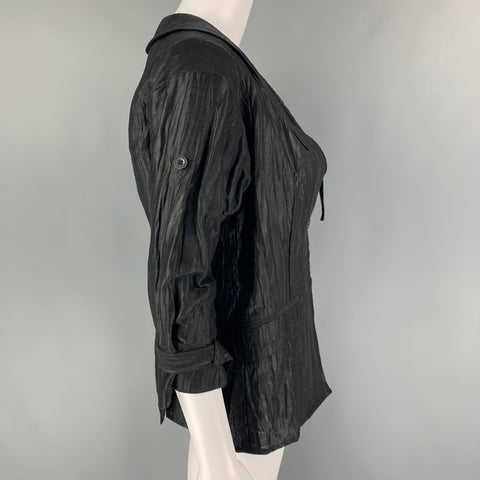 COSA NOSTRA Size M Black Silk Blend Wrinkled Jacket