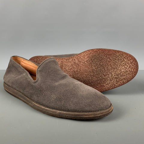 JOHN VARVATOS Size 8 Gray Suede Slippers Loafers