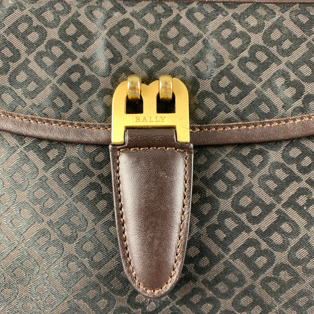 BALLY Brown Monogram Nylon Leather Tote Handbag