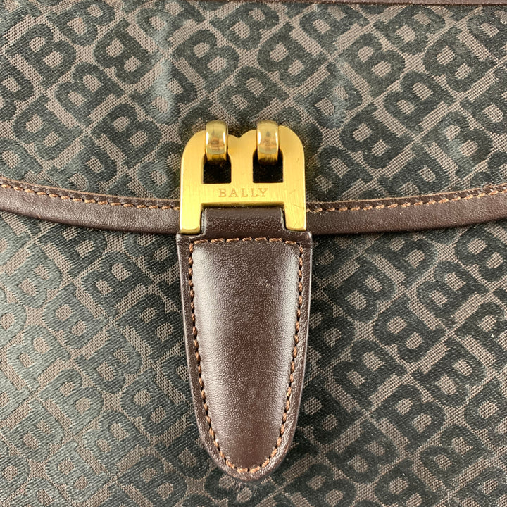 BALLY Brown Monogram Nylon Leather Tote Handbag