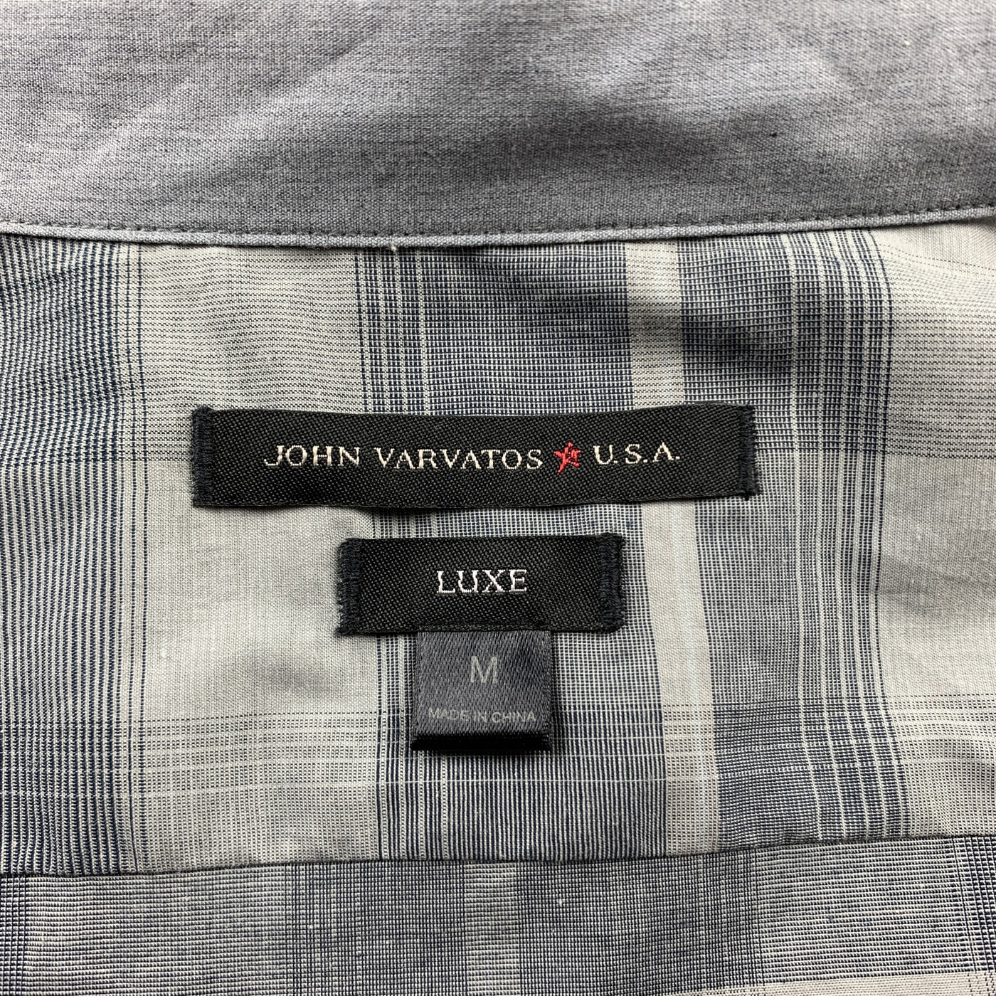 JOHN VARVATOS Luxe Size M Grey Plaid Cotton Button Up Long Sleeve Shirt