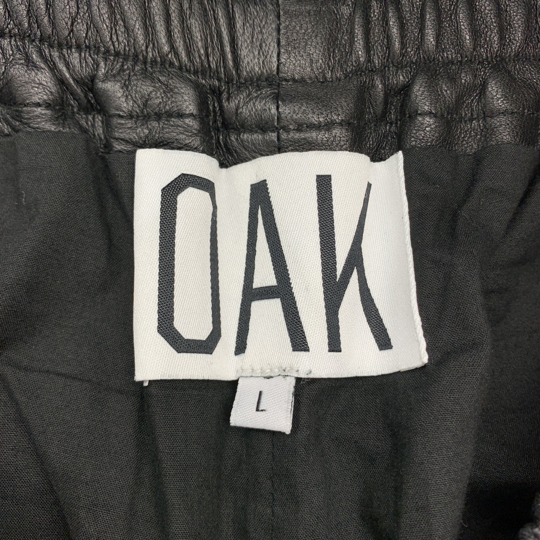 OAK Taille L Boxer en cuir noir avec poche zippée et taille élastique