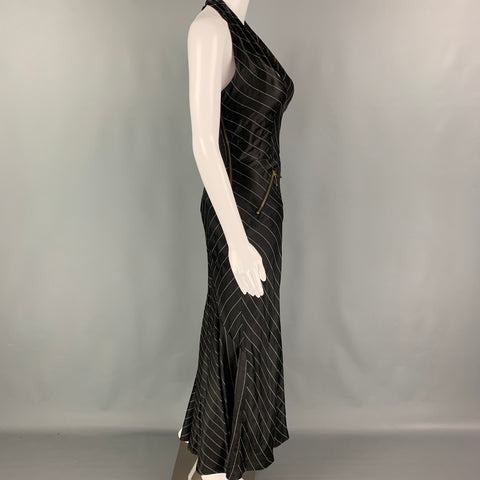 JEAN PAUL GAULTIER SS 1995  Size 4 Black White Acetate Blend Stripe Gown Dress