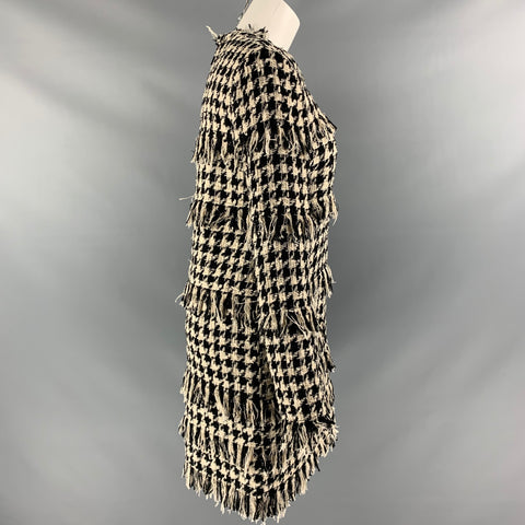 MSGM Size 6 Black & White Cotton Blend Houndstooth Dress