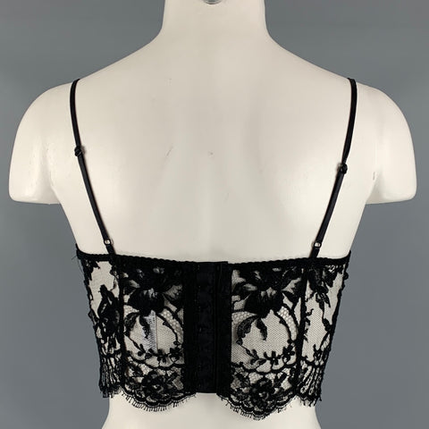 DOLCE & GABBANA Size XS Black Cotton Blend Bralette Casual Top