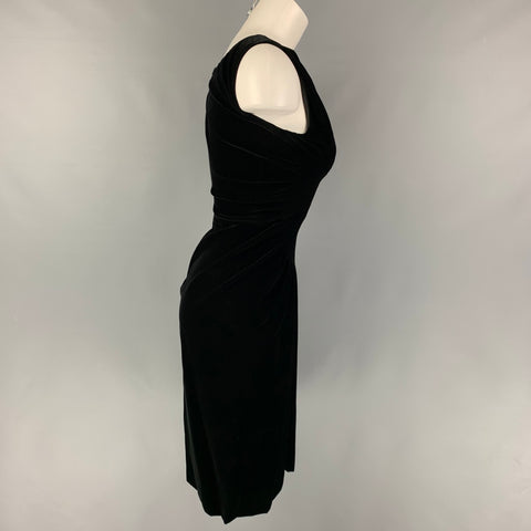 JIL SANDER Size 4 Black Viscose Blend Ruffled Sleeveless Dress