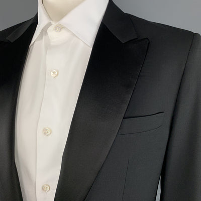 VIKTOR & ROLF Size 42 Black Wool Satin Peak Lapel Mirror Button Tuxedo Jacket