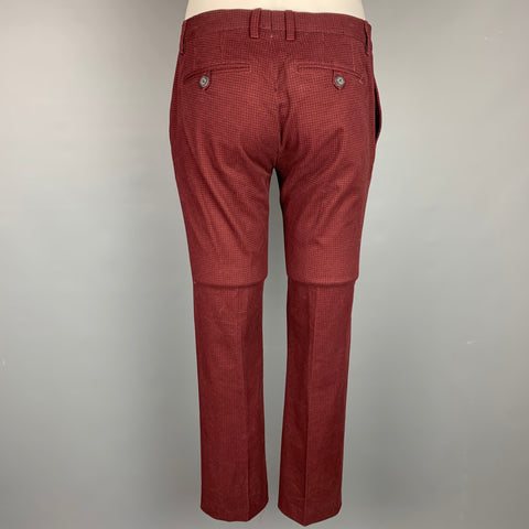 ETRO Talla 32 Pantalones de vestir de pierna estrecha de algodón burdeos y negro